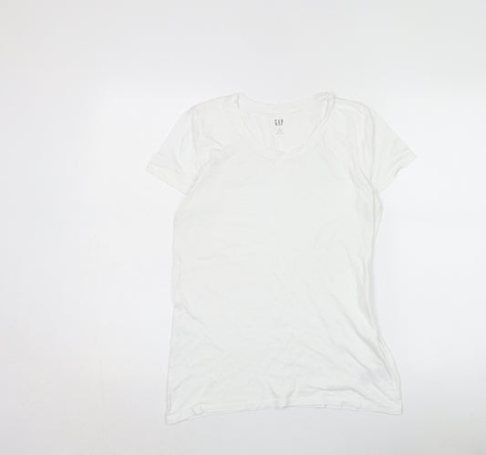 GAP Women's White M V-Neck Basic T-Shirt