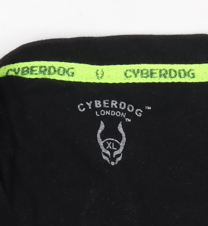 Cyberdog Men's Black XL Music Graphic Long Sleeve T-Shirt