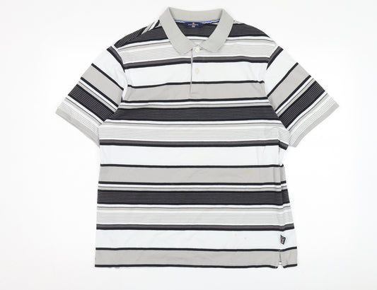 Marks and Spencer Men's Black Striped Polo, M