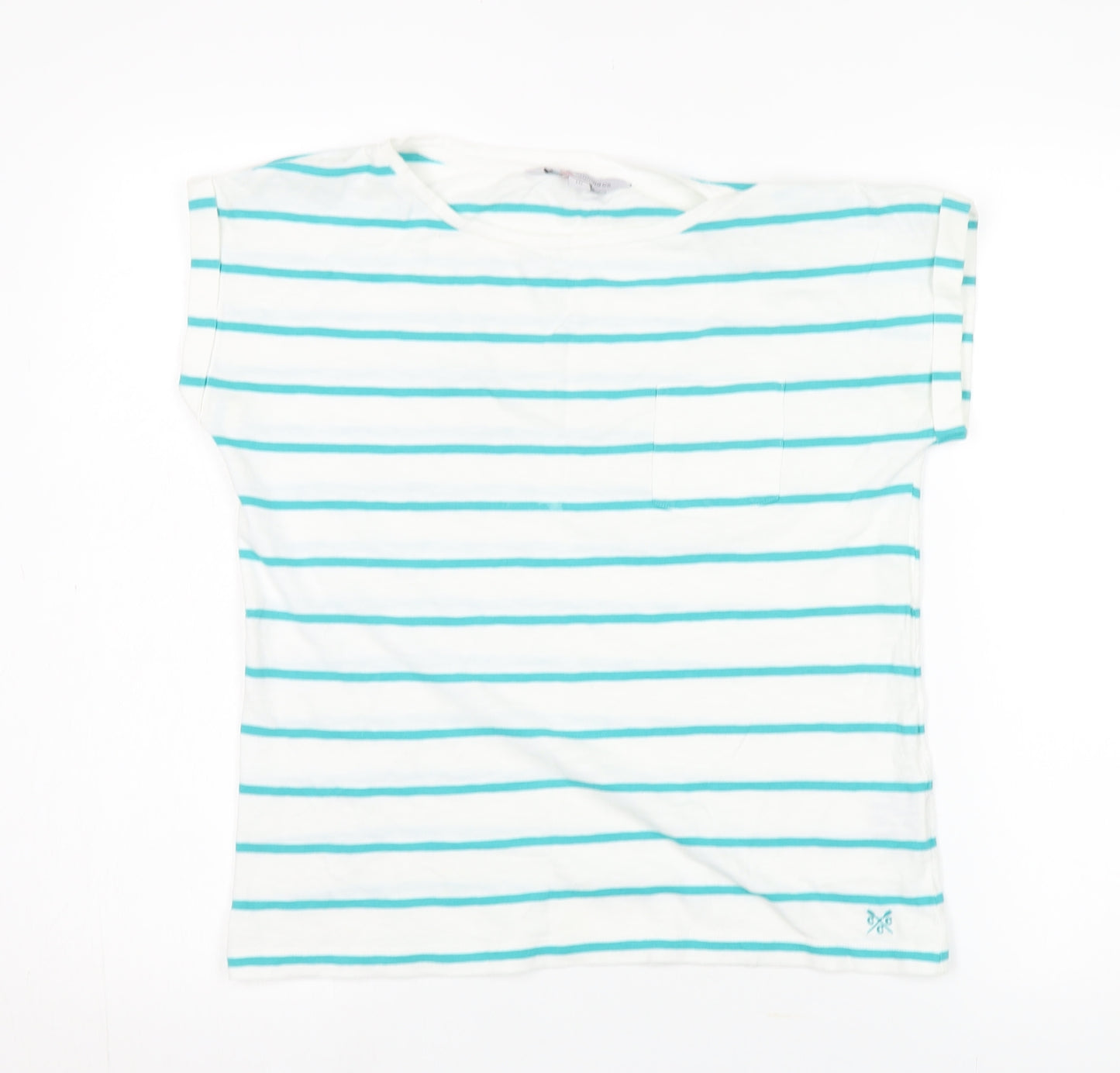Crew Clothing Co. Women's Blue Striped T-Shirt Size 10