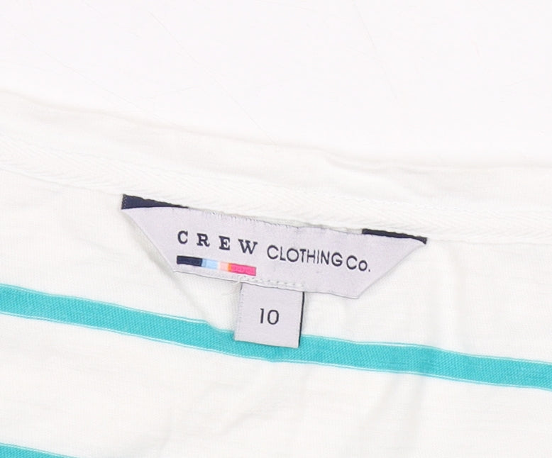 Crew Clothing Co. Women's Blue Striped T-Shirt Size 10