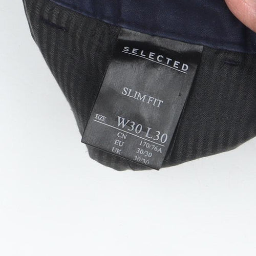 SELECTED Men's Blue Slim Fit Chino Trousers Size 30