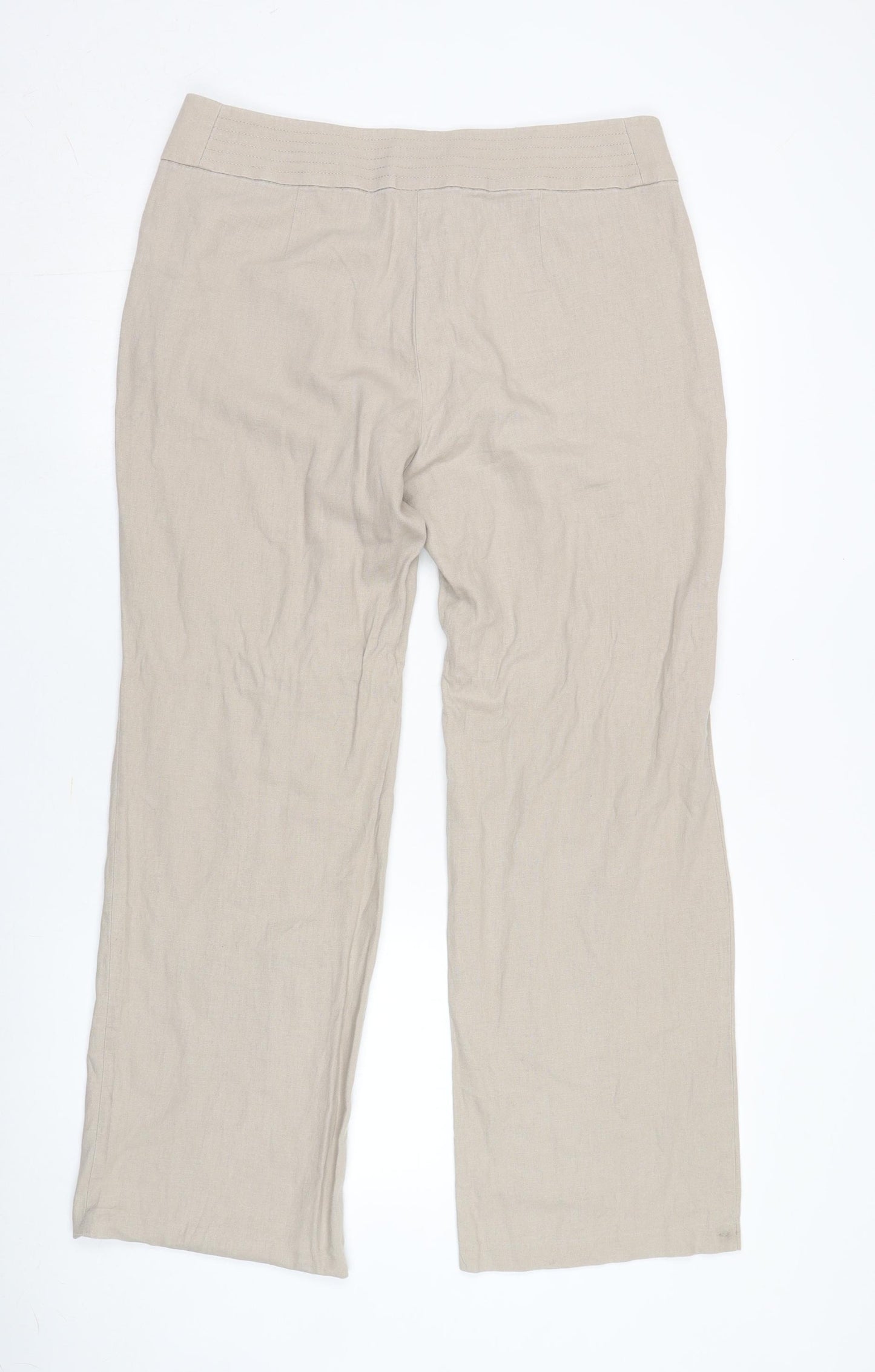 Marks and Spencer Women's Beige Straight Trousers, Size 14