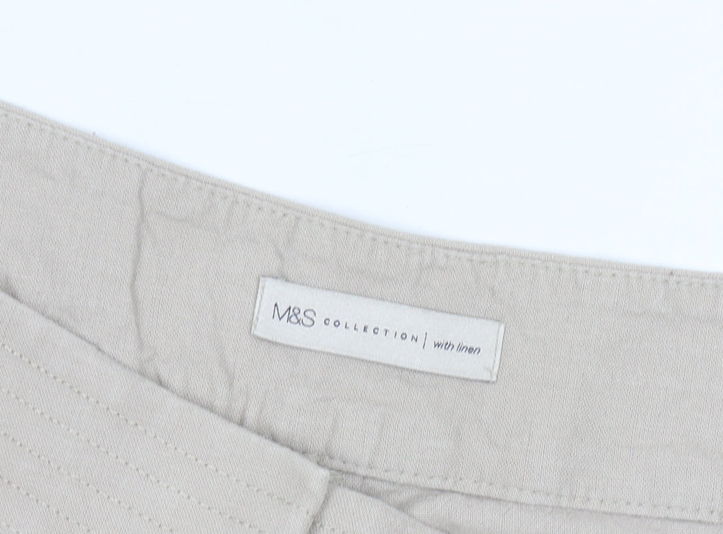 Marks and Spencer Women's Beige Straight Trousers, Size 14