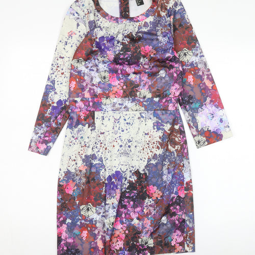 H&M Women's Multicoloured Shift Dress Size 8