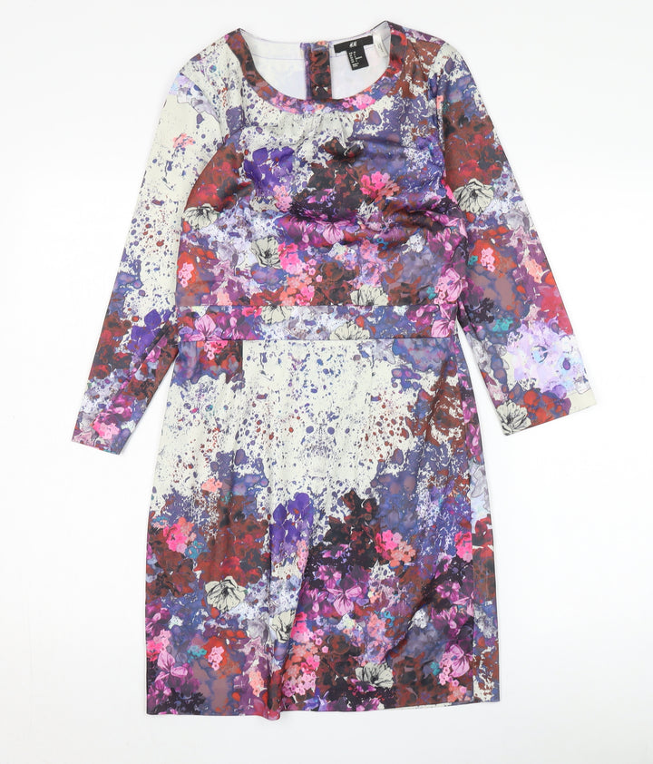 H&M Women's Multicoloured Shift Dress Size 8