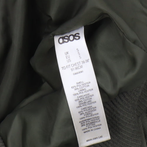 ASOS Men's Green Bomber Jacket S Casual Zip