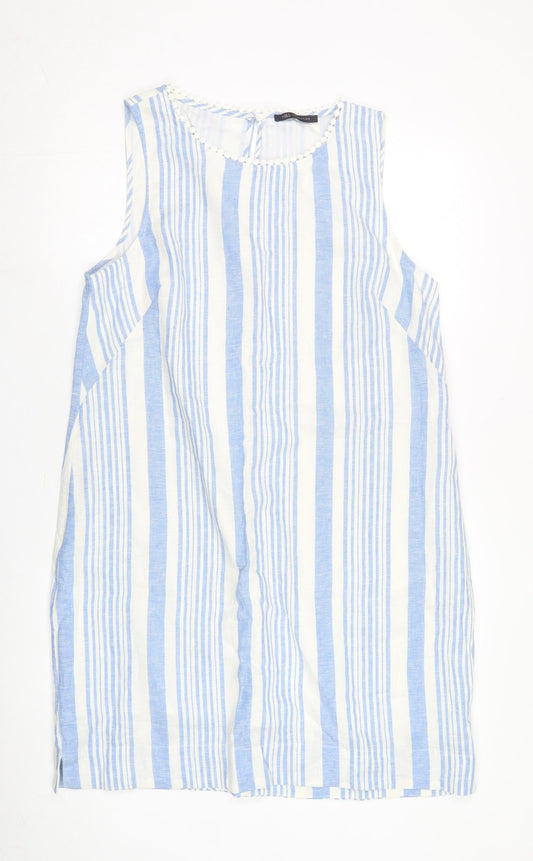 Marks and Spencer Women's Blue Striped Dress Size 16