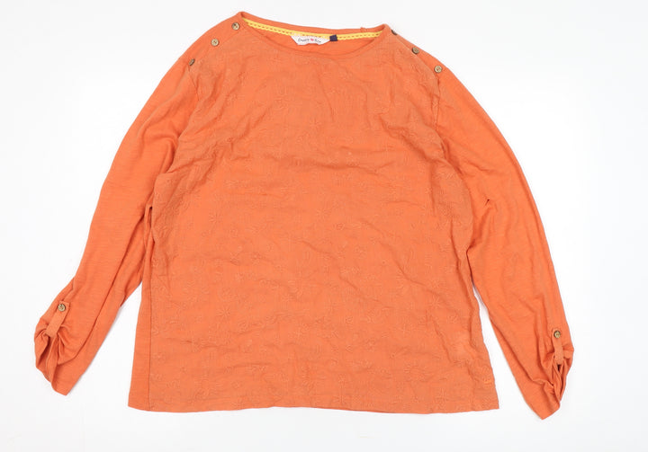 Country Rose Orange Women's Long Sleeve Blouse, Size L