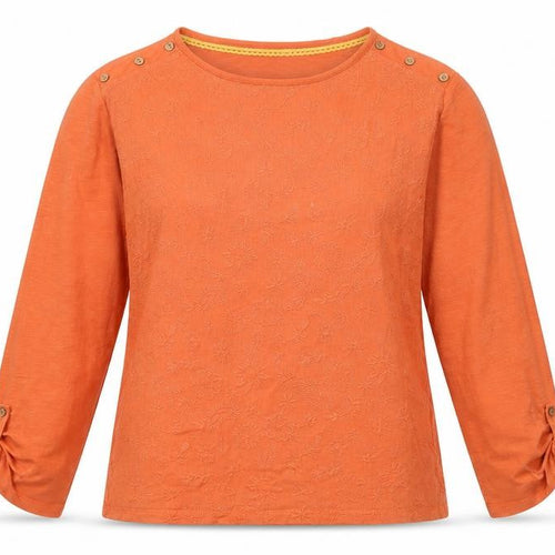 Country Rose Orange Women's Long Sleeve Blouse, Size L