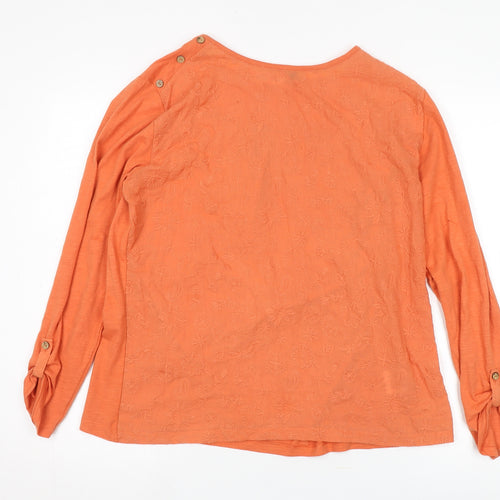 Country Rose Orange Women's Long Sleeve Blouse, Size L