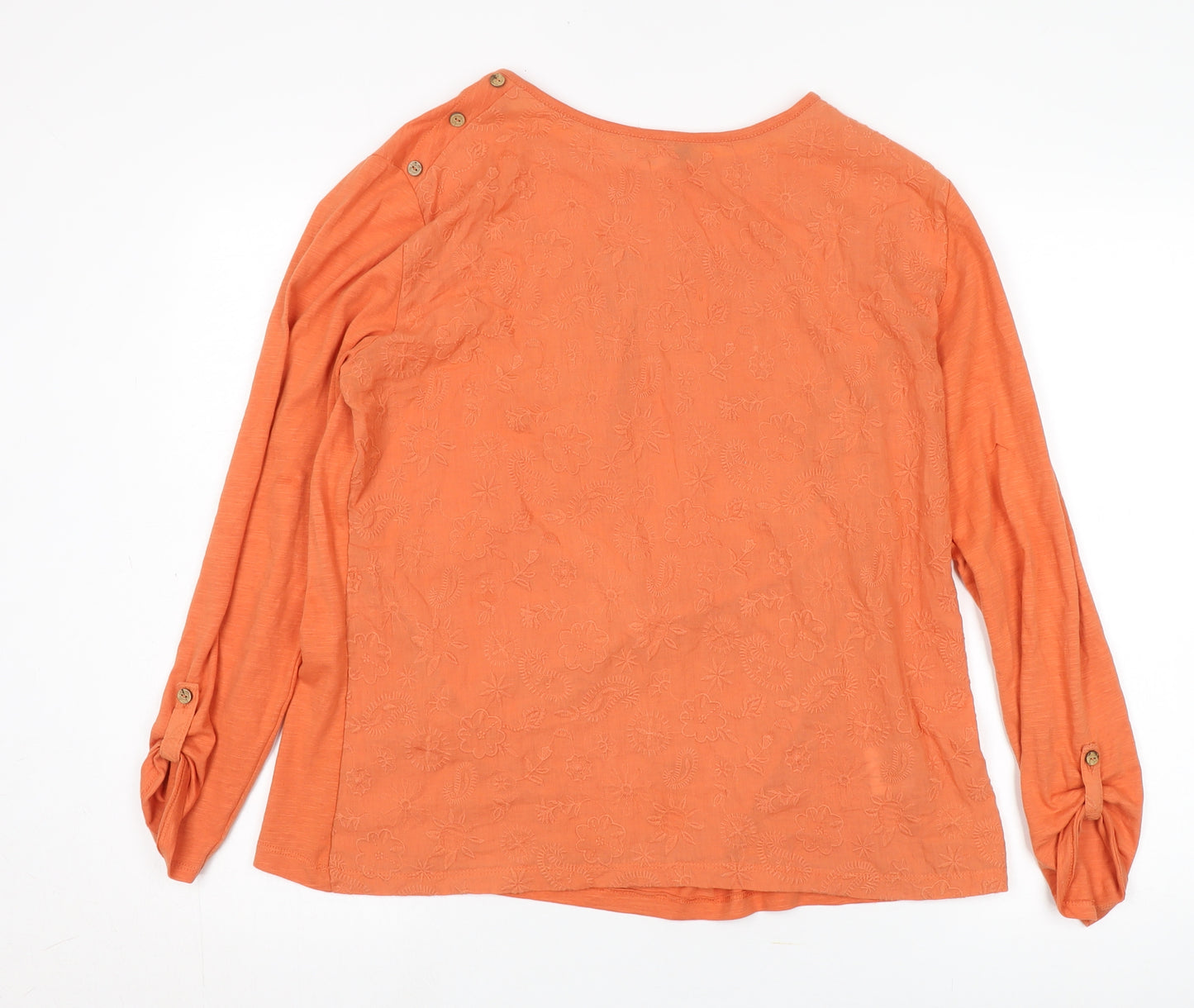 Country Rose Orange Women's Long Sleeve Blouse, Size L