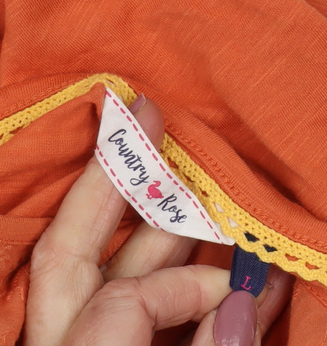 Country Rose Orange Women's Long Sleeve Blouse, Size L