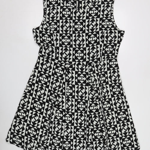 Collection London Women's Black Geometric Skater Dress