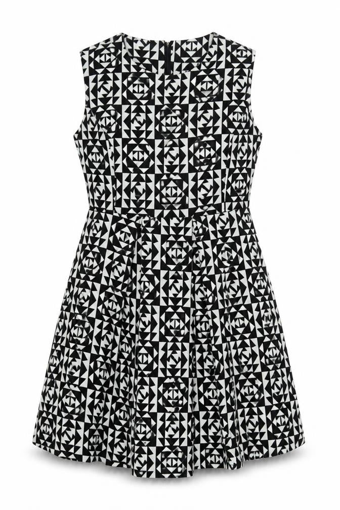 Collection London Women's Black Geometric Skater Dress