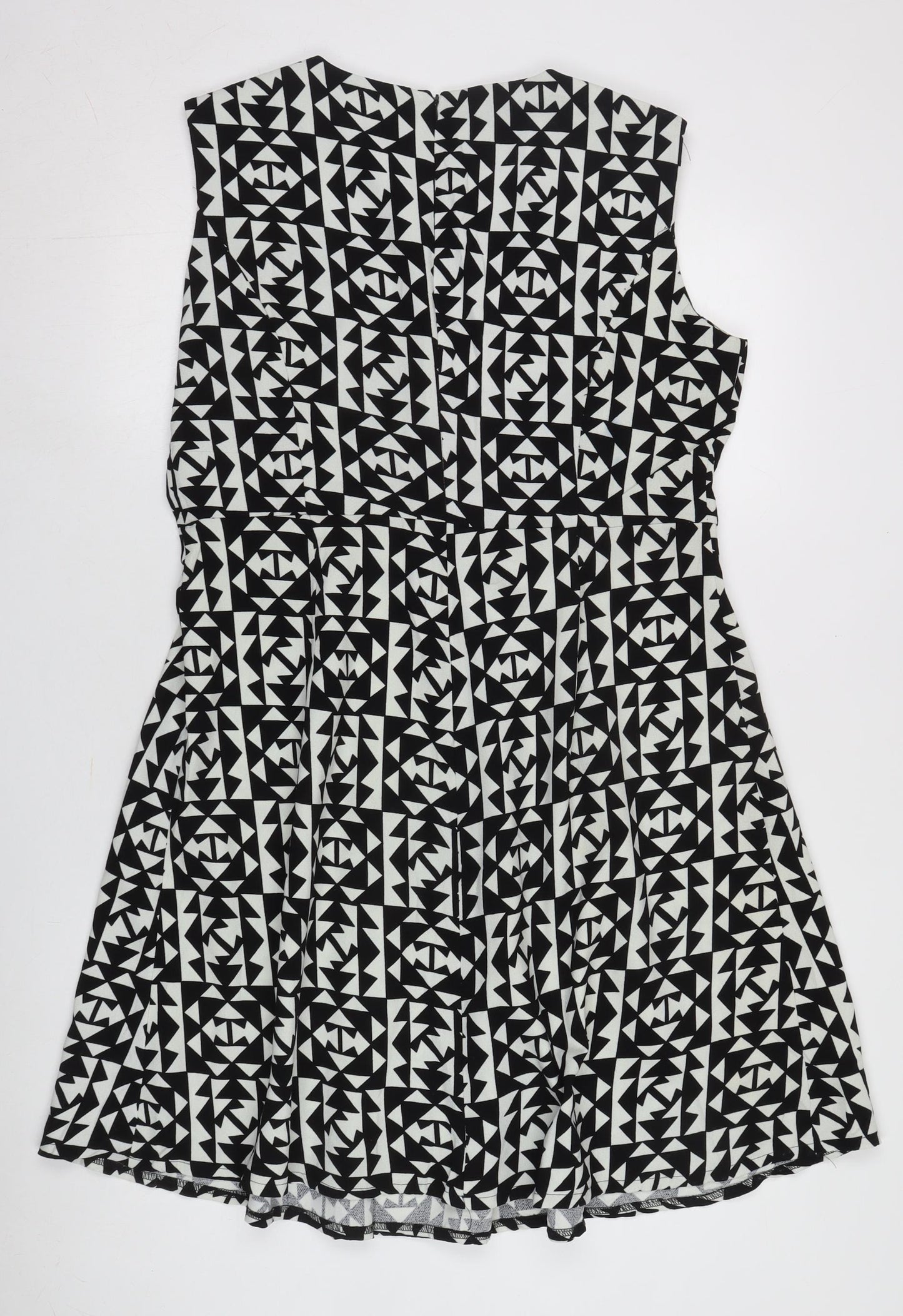 Collection London Women's Black Geometric Skater Dress