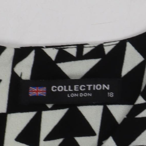 Collection London Women's Black Geometric Skater Dress