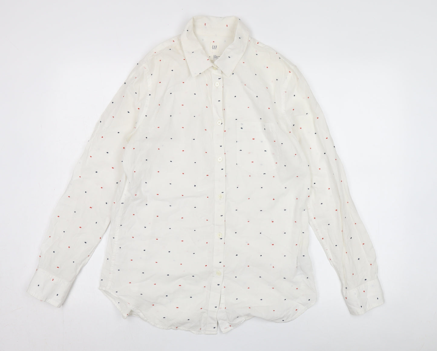 Gap Women's White Polka Dot Shirt, Size M, Casual
