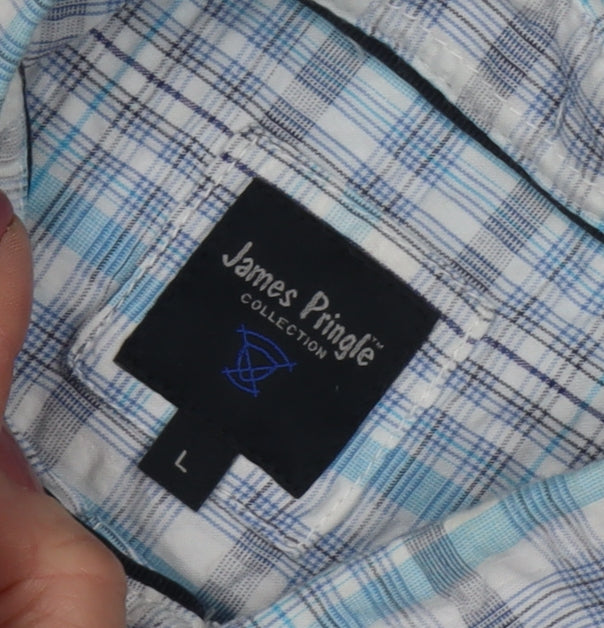 James Pringle Men's Blue Plaid Casual Shirt L