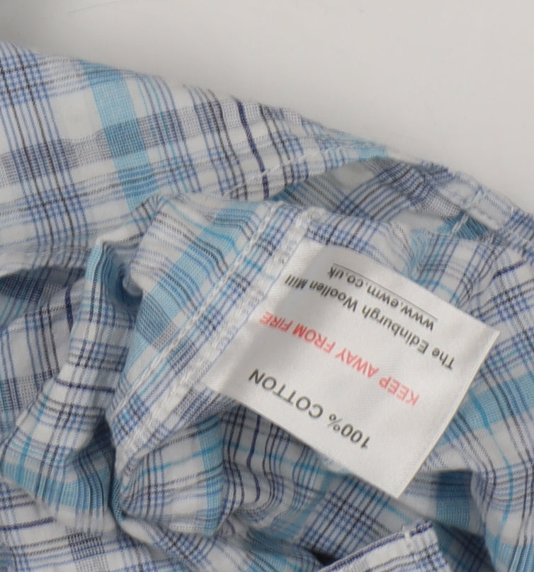 James Pringle Men's Blue Plaid Casual Shirt L