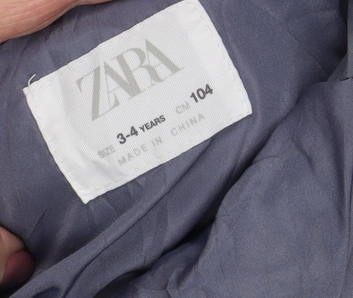 Zara Boys Grey Puffer Jacket 3-4 Years Winter Hooded