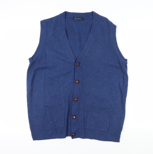 James Pringle Men's Blue Wool Vest - V-Neck M