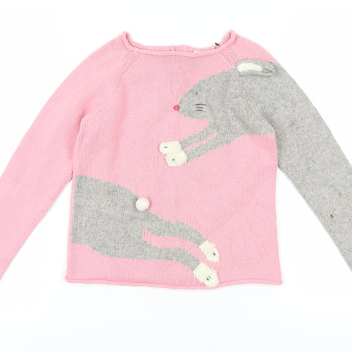 Boden Girls Pink Animal Pullover Jumper 9-10 Years