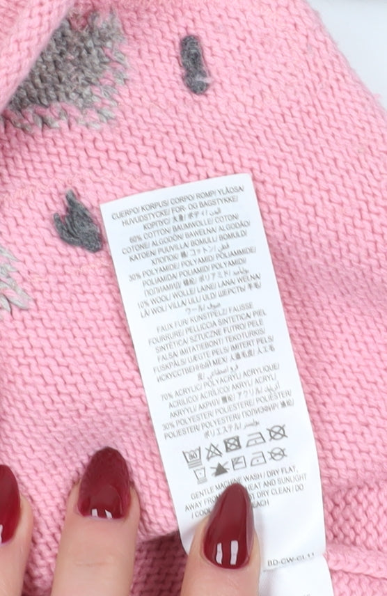 Boden Girls Pink Animal Pullover Jumper 9-10 Years