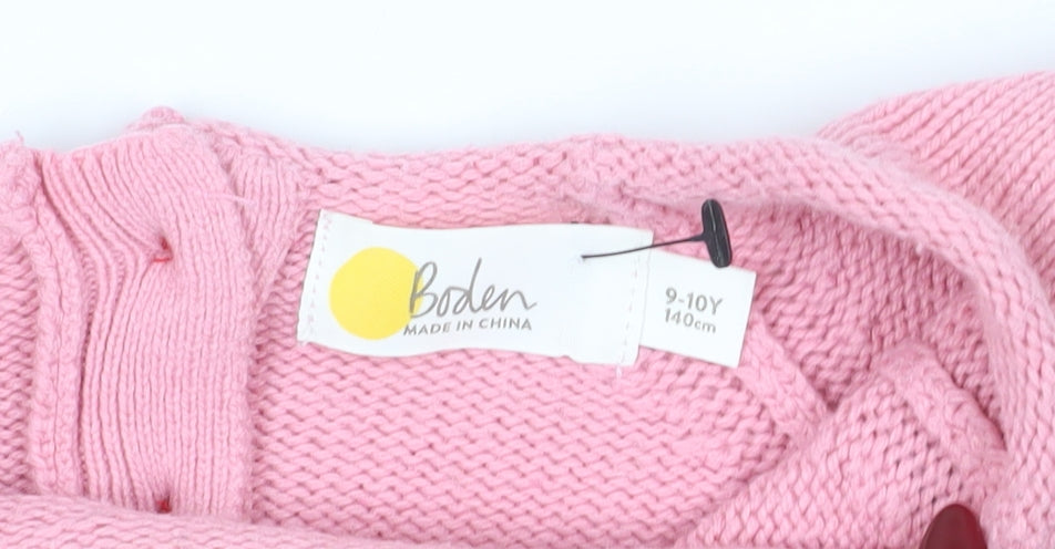 Boden Girls Pink Animal Pullover Jumper 9-10 Years