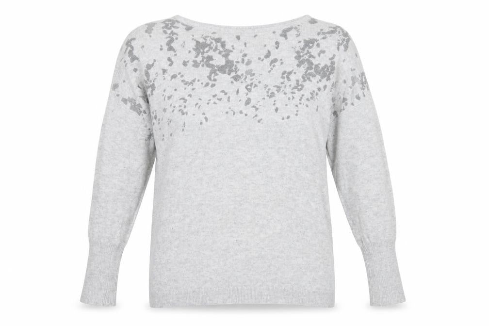 Front view of Mint Velvet Women's Grey Jumper, size 10, - Button Accents