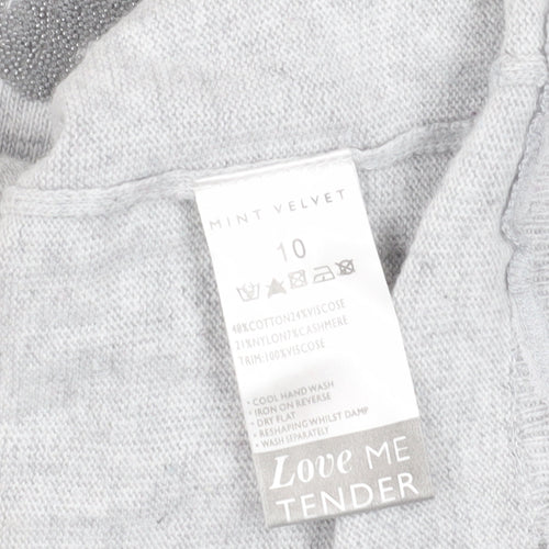 Mint Velvet Women's Grey Jumper Size 10 - Button Accents