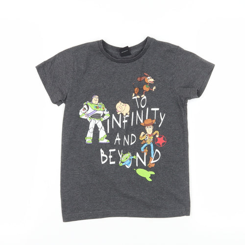 Disney Toy Story Girls Grey Graphic T-Shirt Size 7 Years