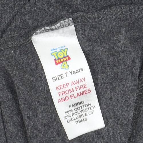 Disney Toy Story Girls Grey Graphic T-Shirt Size 7 Years