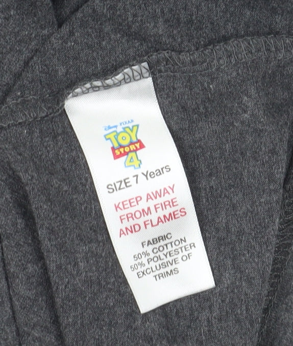 Disney Toy Story Girls Grey Graphic T-Shirt Size 7 Years