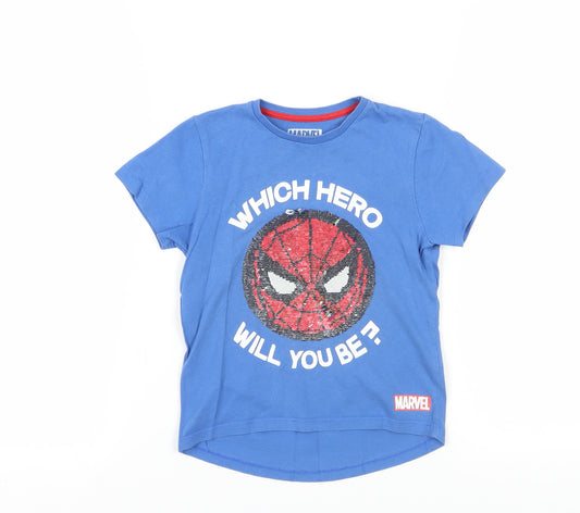 Marvel Boys Blue Spider-Man T-Shirt, Size 5-6, Graphic Print