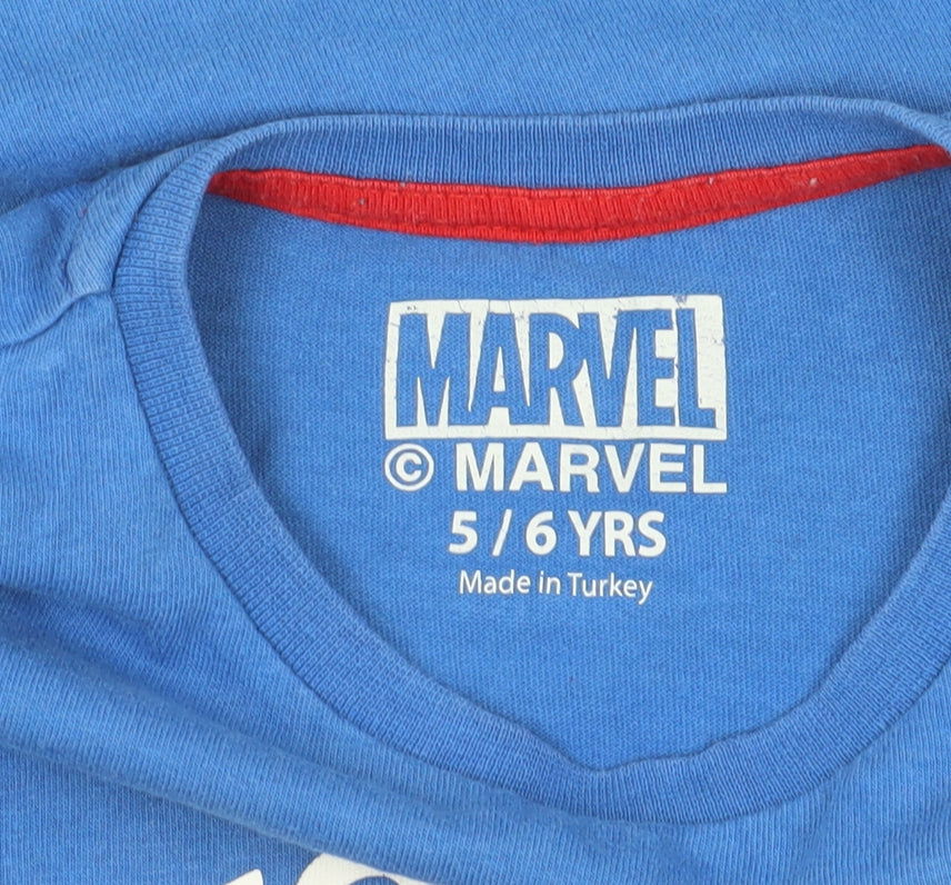 Marvel Boys Blue Spider-Man T-Shirt, Size 5-6, Graphic Print