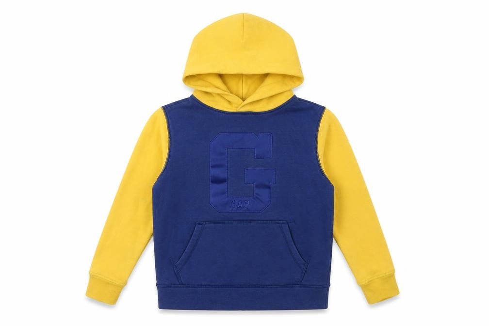 Front view of Gap Kids Blue Yellow Pullover Hoodie - boys’ m