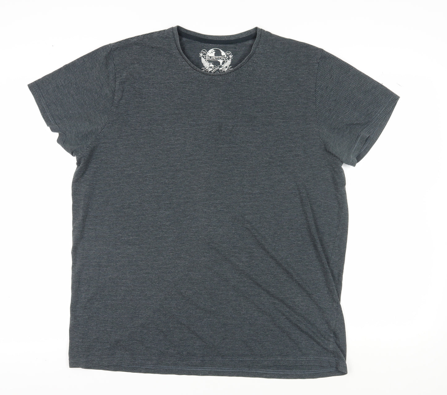 Burton Men's Grey Striped 2XL Crew Neck T-Shirt