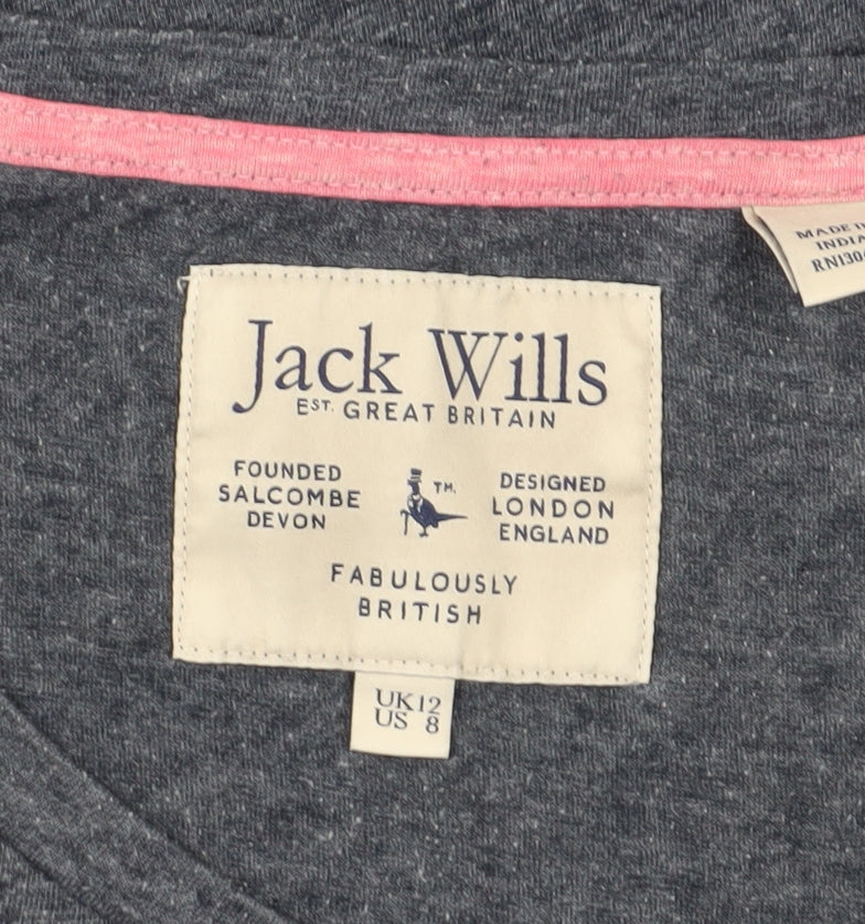 Jack Wills Women's Grey T-Shirt, Size 12, Jersey Style