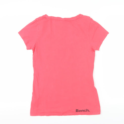 Bench Women's Pink Round Neck T-Shirt, Size L