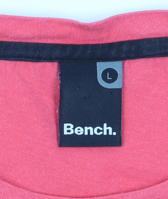 Bench Women's Pink Round Neck T-Shirt, Size L