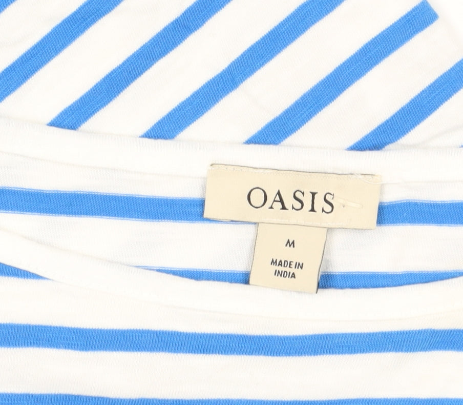 Oasis Women Striped T-Shirt, M, Casual Summer Style