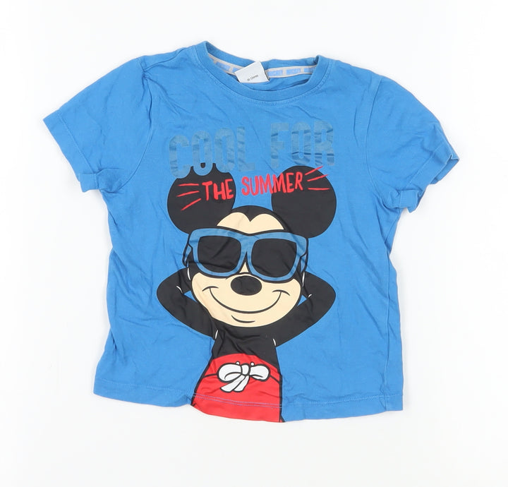 Disney Girls Blue Mickey Mouse T-Shirt, 2-3 Years, Graphic