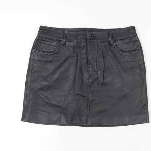 Jack Wills Women's Black Leather Mini Skirt (UK 6)