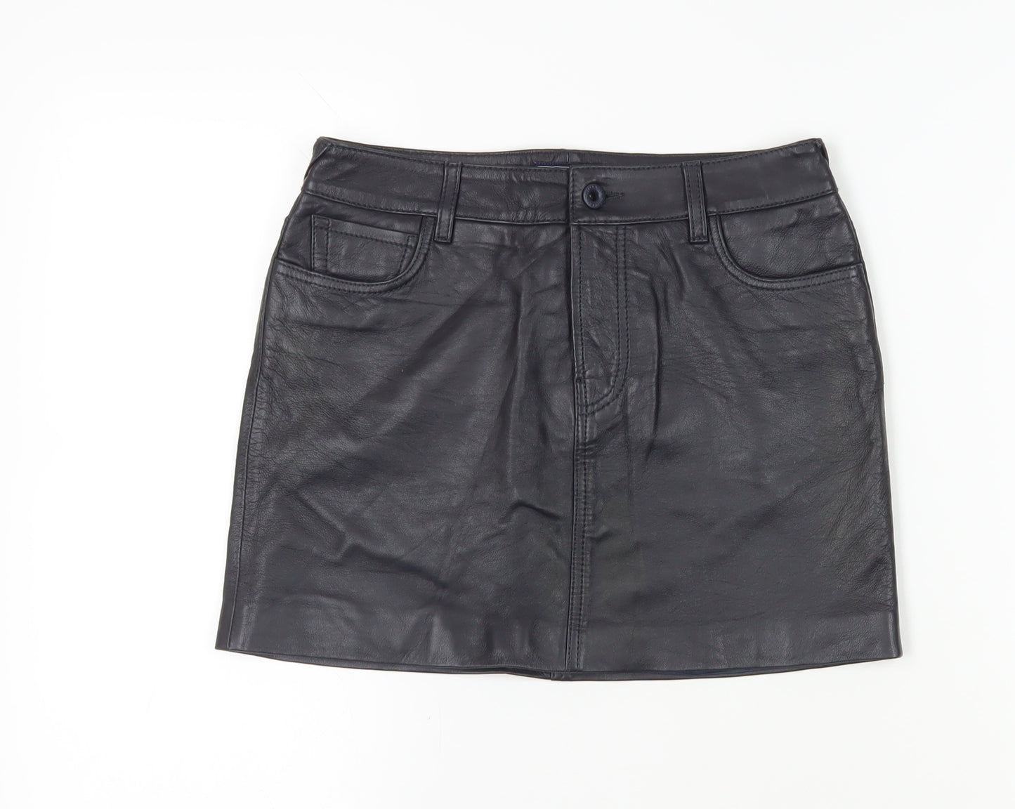 Jack Wills Women's Black Leather Mini Skirt (UK 6)