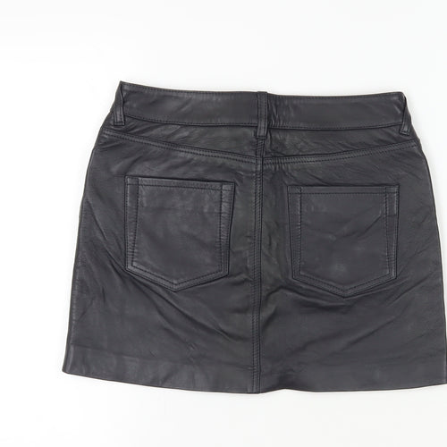 Jack Wills Women's Black Leather Mini Skirt (UK 6)