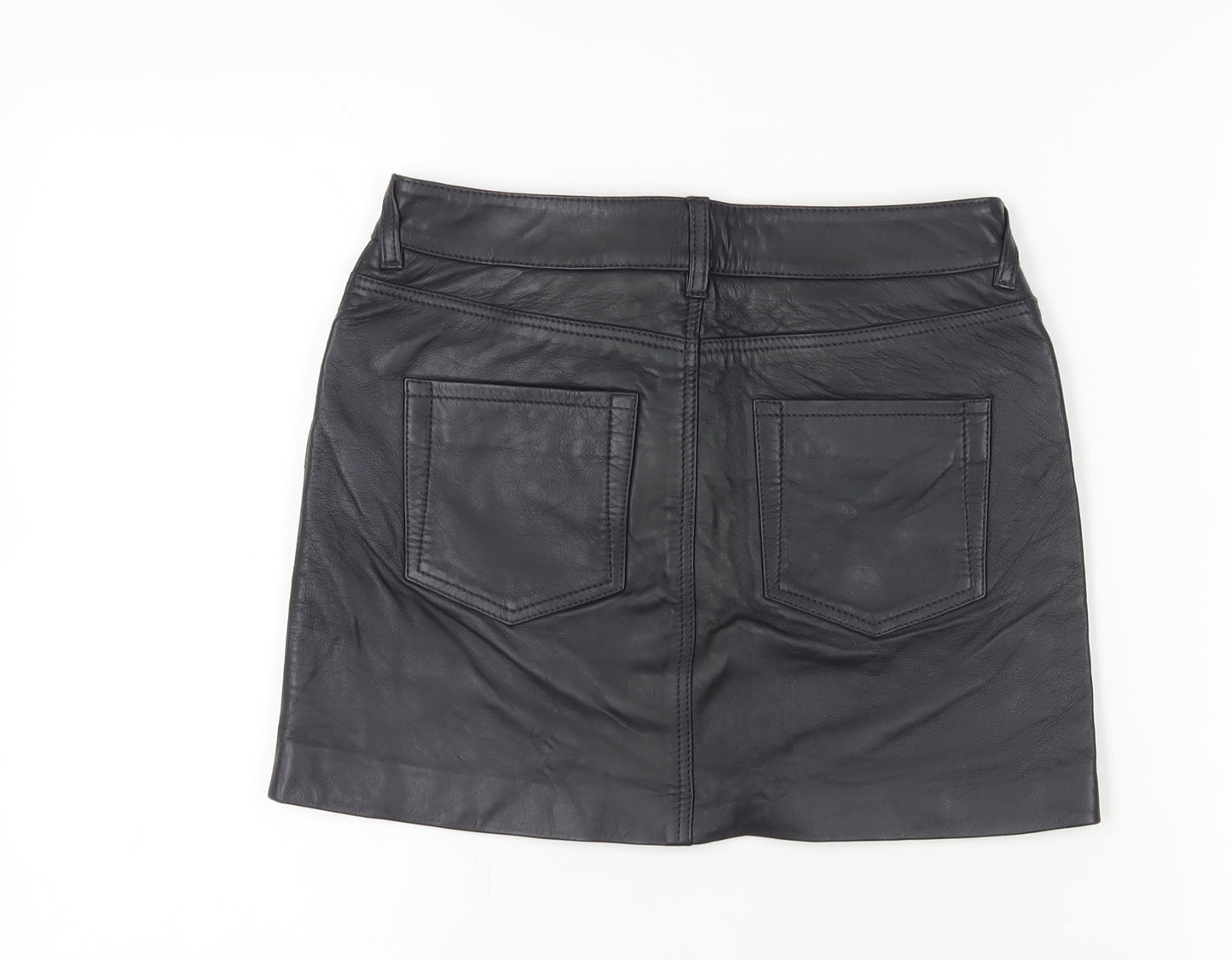 Jack Wills Women's Black Leather Mini Skirt (UK 6)