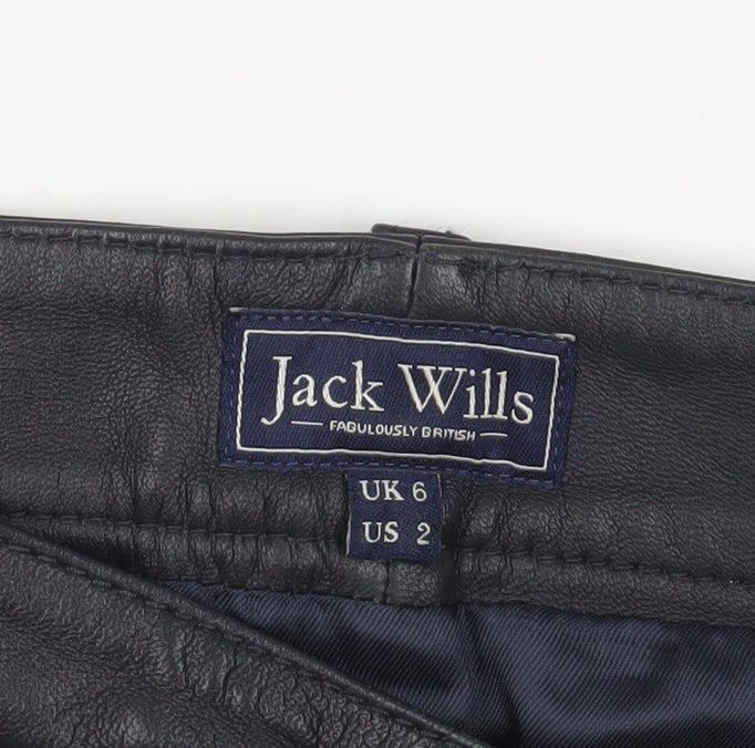Jack Wills Women's Black Leather Mini Skirt (UK 6)