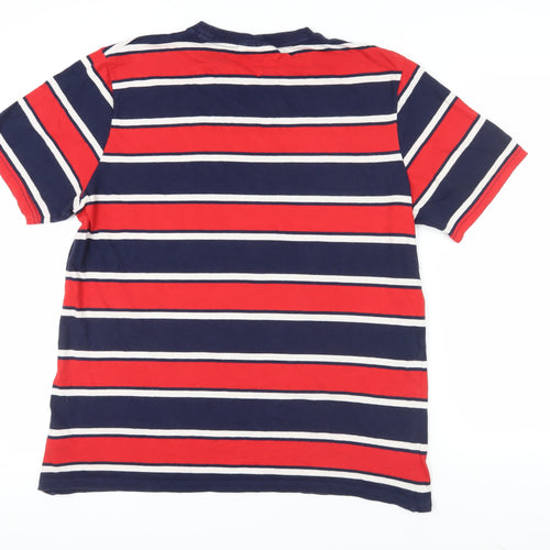 Fila Men's Red Blue Striped T-Shirt XL Crew Neck