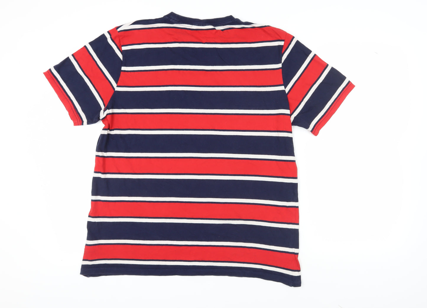Fila Men's Red Blue Striped T-Shirt XL Crew Neck